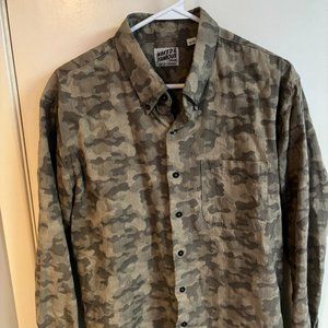 MEN's NAKED AND FAMOUS GREEN CAMOUFLAGE SHIRT JAPANESE FABRIC SL
